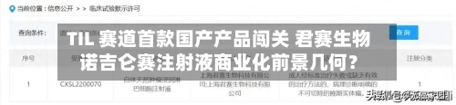 TIL 赛道首款国产产品闯关 君赛生物诺吉仑赛注射液商业化前景几何?