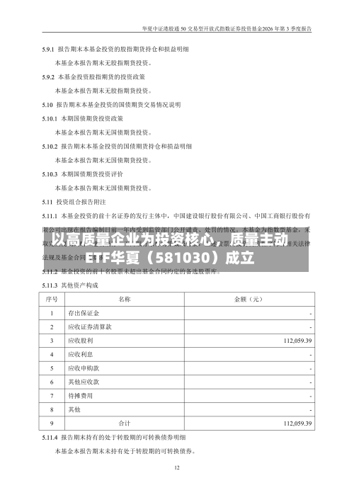以高质量企业为投资核心,质量主动ETF华夏(581030)成立