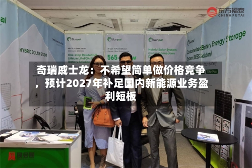 奇瑞戚士龙:不希望简单做价格竞争,预计2027年补足国内新能源业务盈利短板