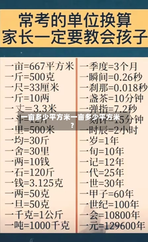 一亩多少平方米一亩多少平方米?