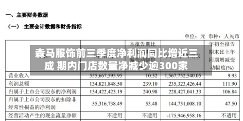 森马服饰前三季度净利润同比增近三成 期内门店数量净减少逾300家