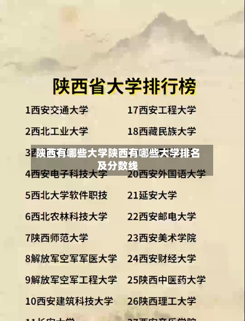 陕西有哪些大学陕西有哪些大学排名及分数线
